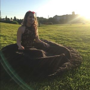 Floral lace grad/prom dress